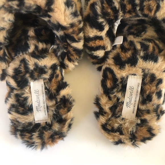 Madewell Quilted Scuff Slippers in Leopard Recycled Faux Fur Size 9 - Picture 6 of 15